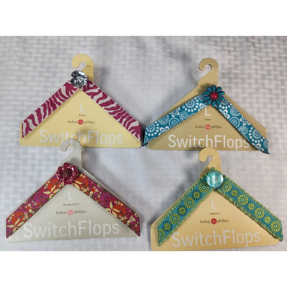 Lot of Lindsay Phillips 4 Pairs Switch Flops Interchangeable Straps Sise Large